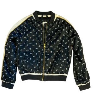 Gap Kids Jacket in Black and Beige Floral Print zip Up Size Small
